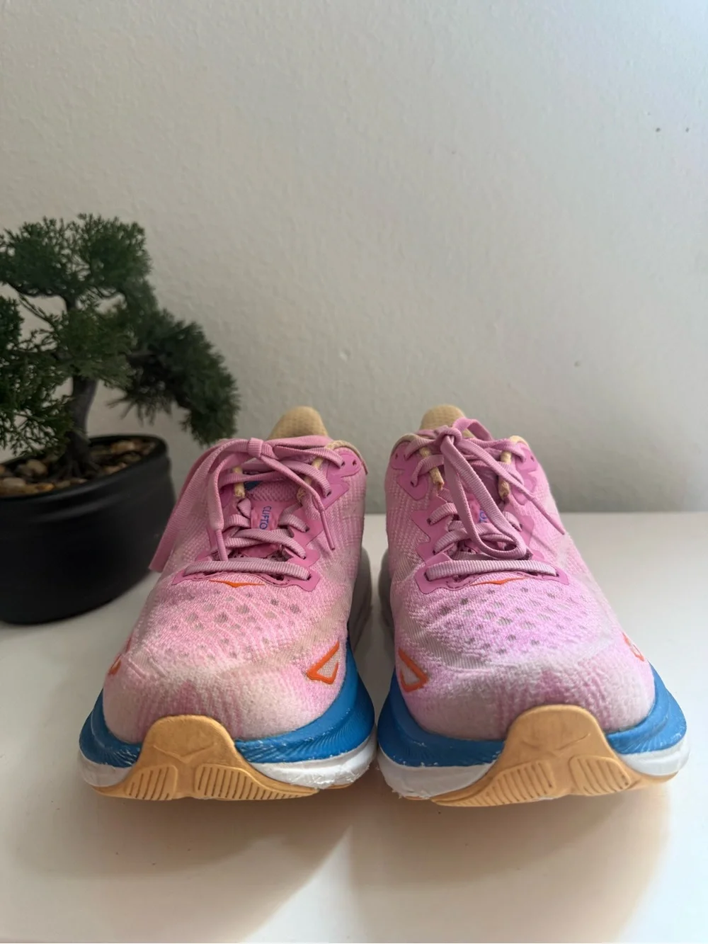 Hoka Clifton 9 Women size 7.5 Pink and Blue Running Sneaker
